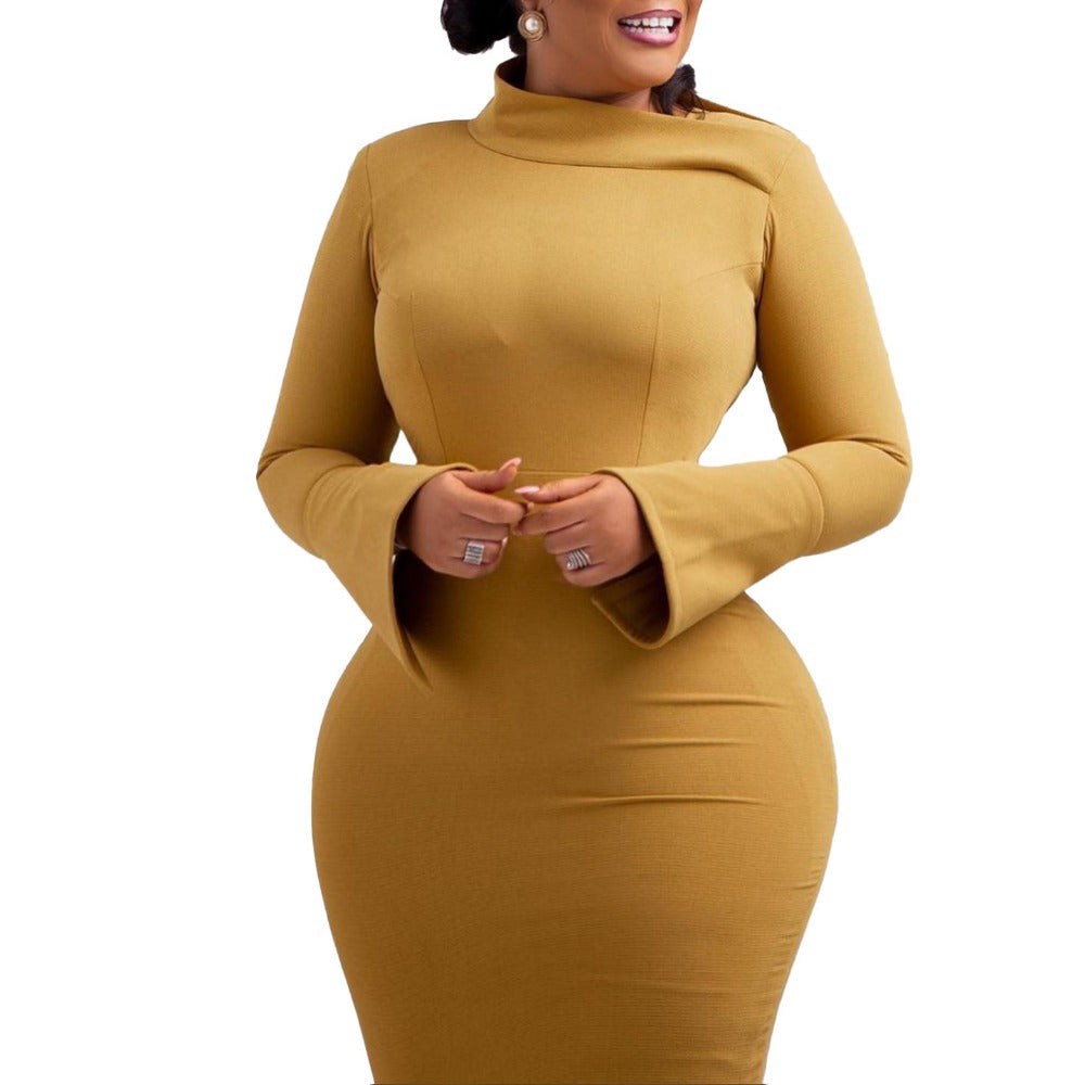 Women Dress Fall/Winter Diagonal Collar Women's Clothing