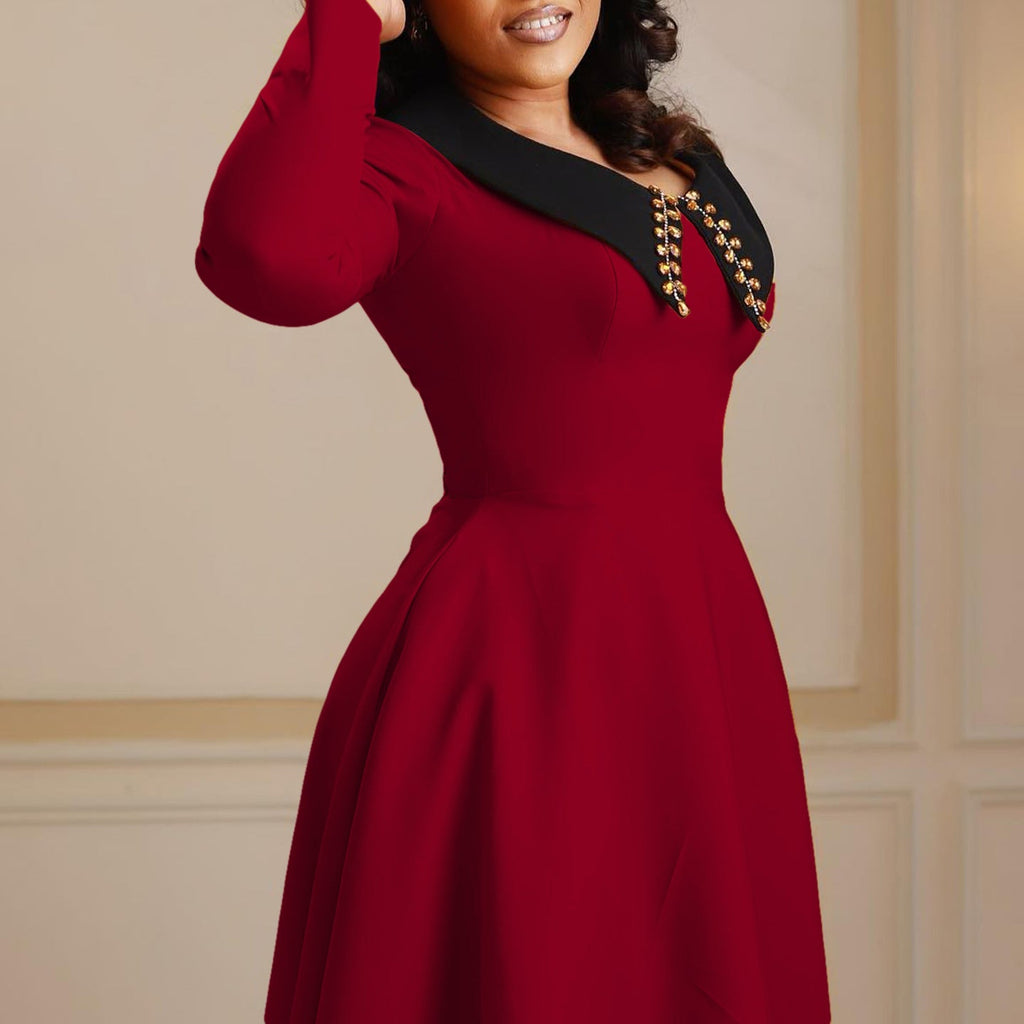 Women Dress Fashion Solid Color Women's Long Sleeve
