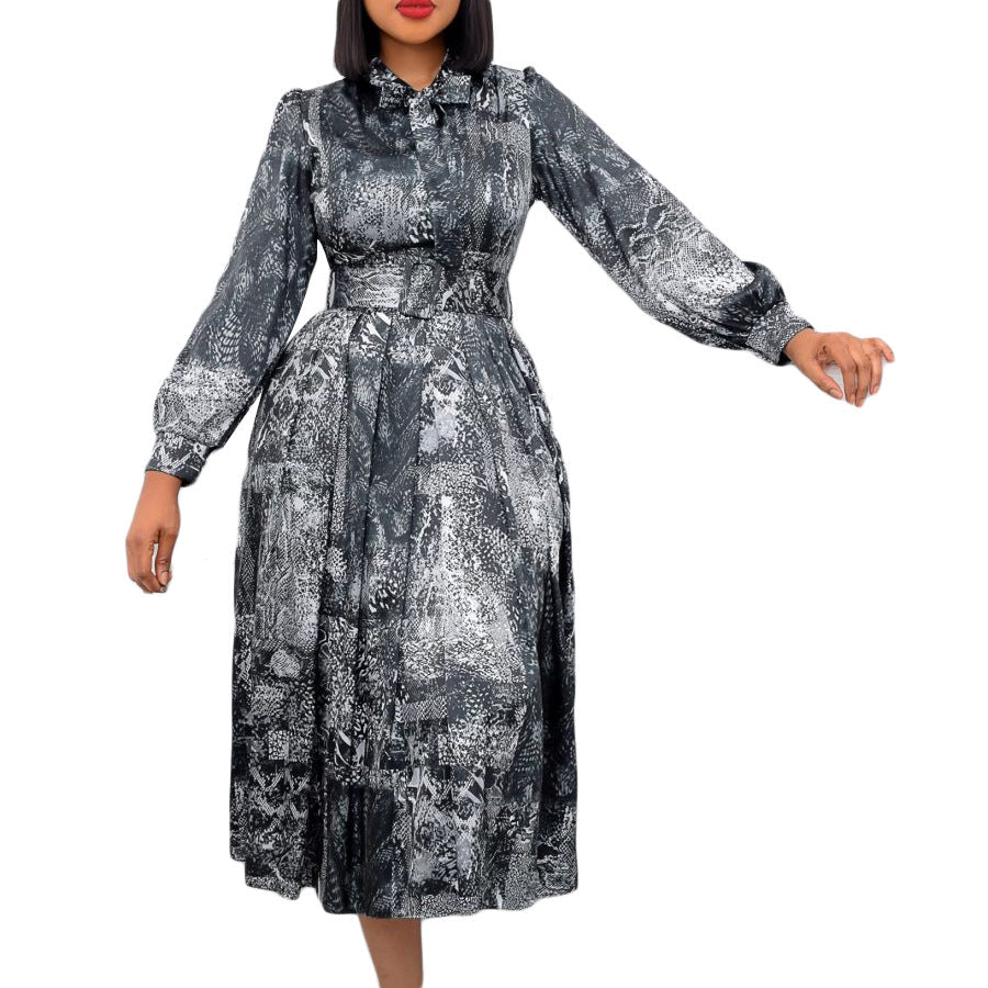 Women Dress Long Sleeve Printed Dress