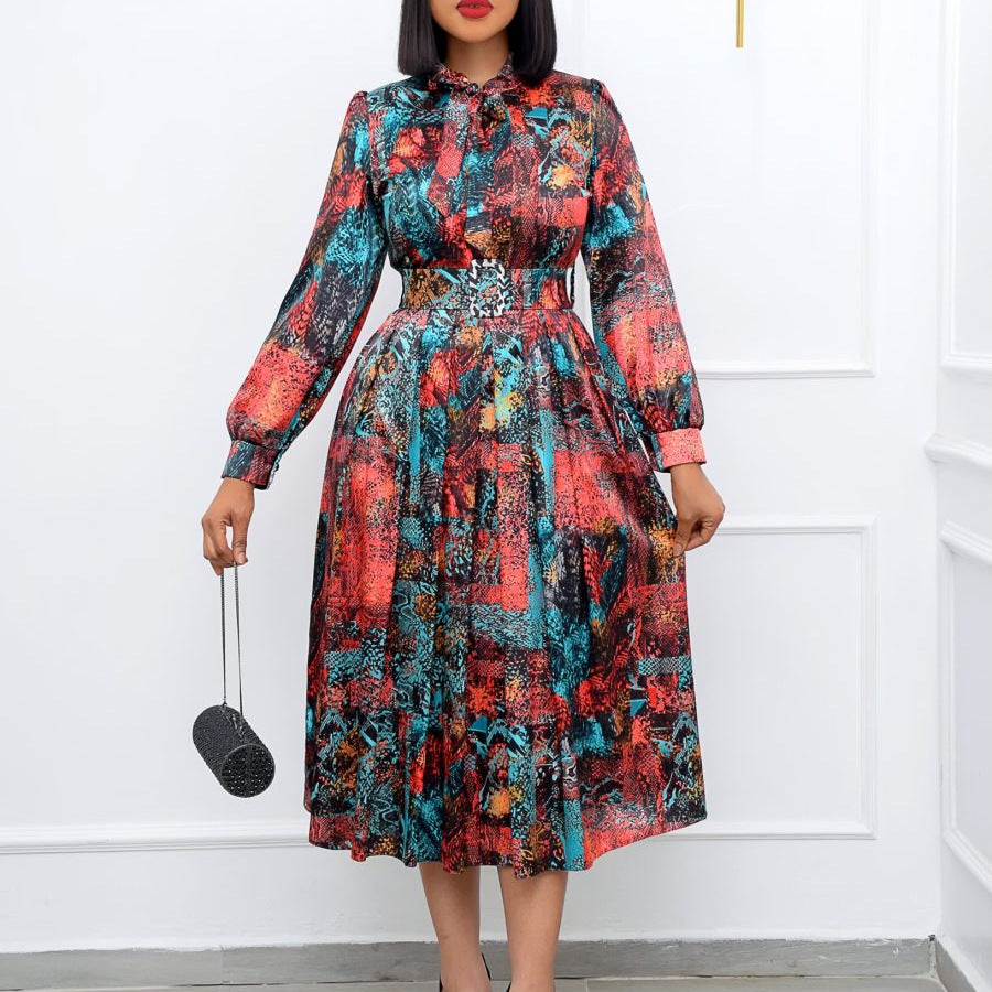 Women Dress Long Sleeve Printed Dress