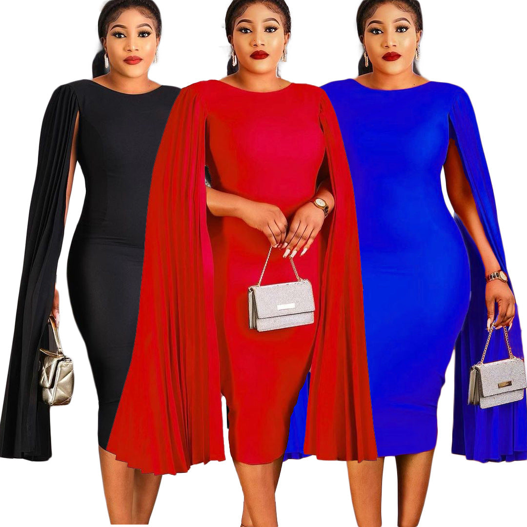 Women Dress Women's round Neck Cloak Dress
