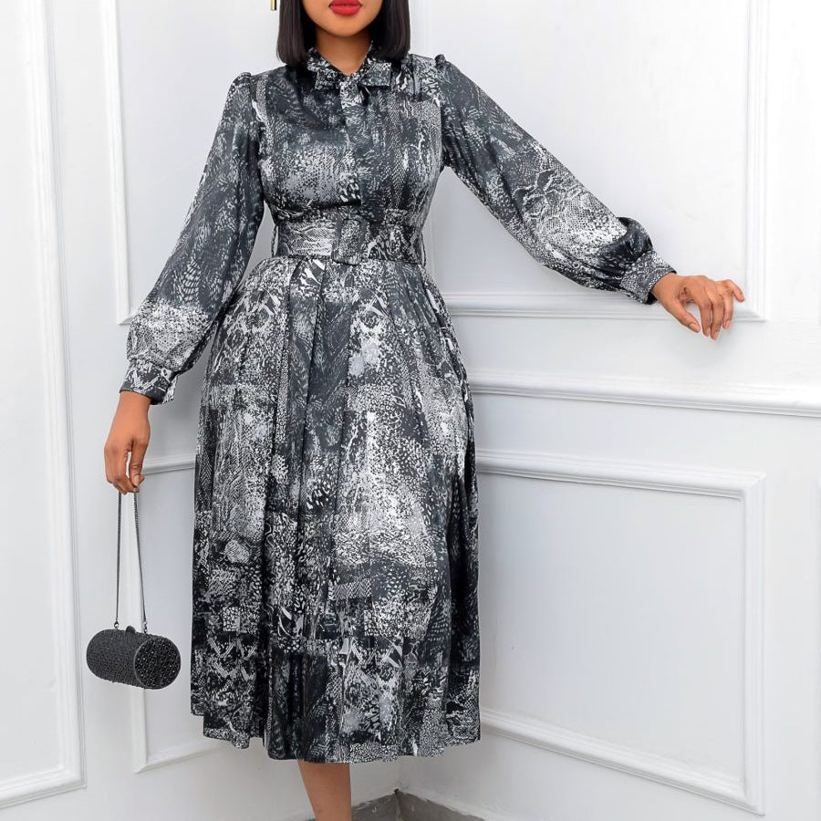 Women Dress Long Sleeve Printed Dress