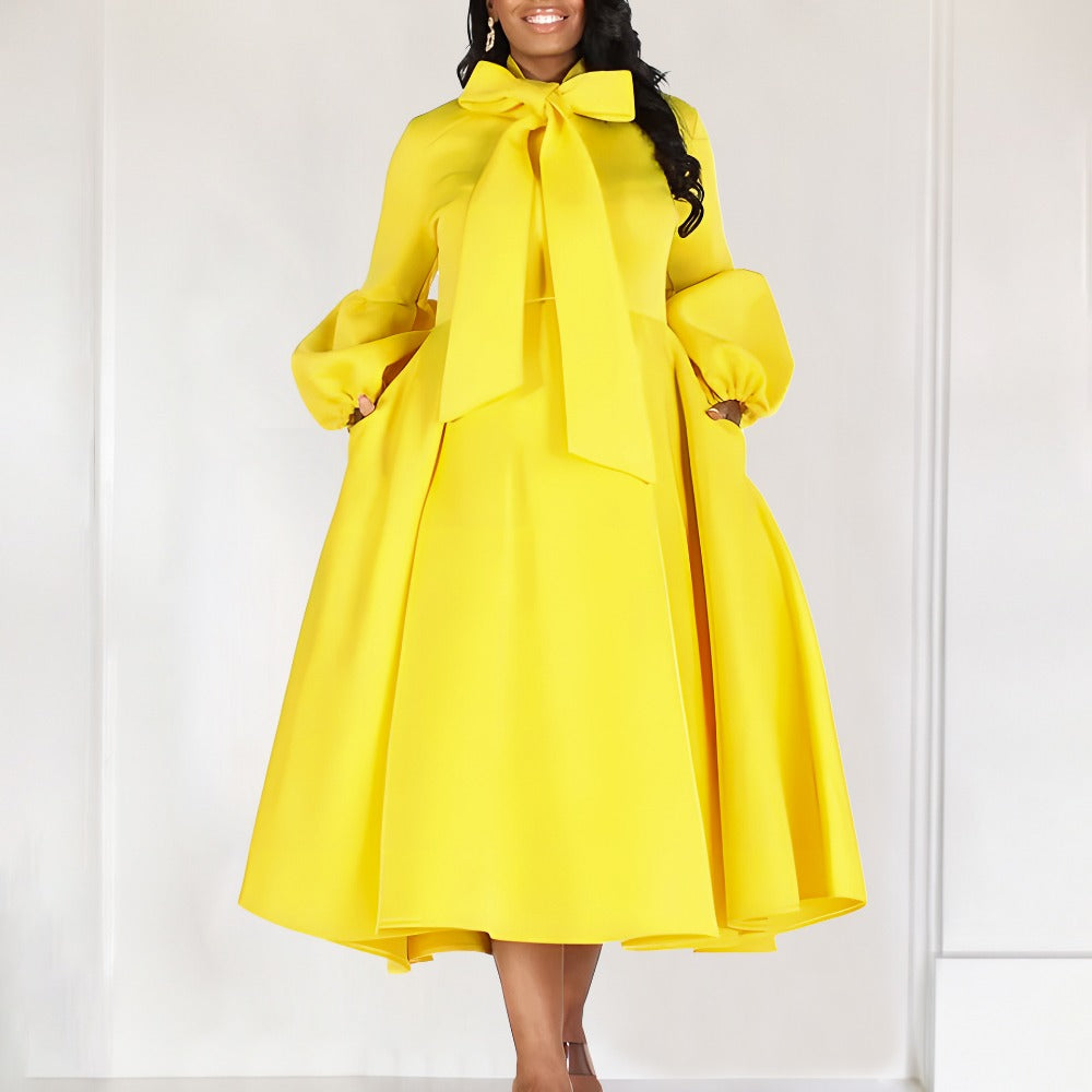 Women Dress High Waist Gown European and American Style Dress