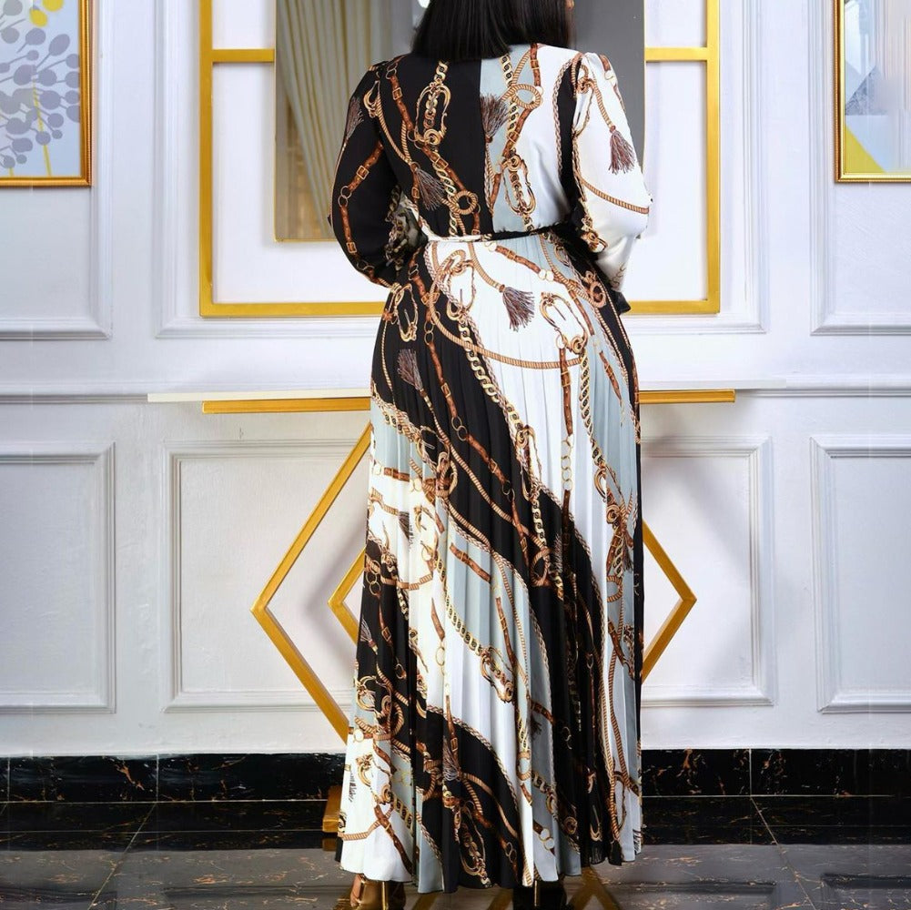 Women Dress Spring Long Sleeve Printing plus Size Dress